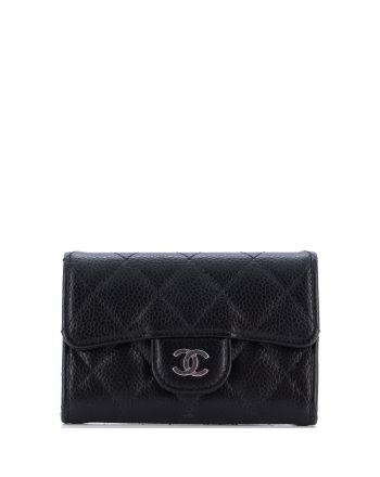 Classic Flap Card Case Quilted Caviar