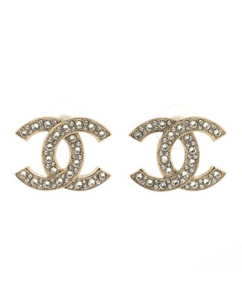 CC Stud Earrings Metal with Crystals