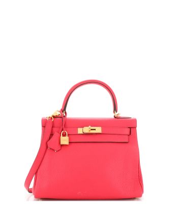 Kelly Handbag Rose Extreme Clemence with Gold Hardware 28