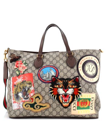 Courrier Convertible Soft Open Tote GG Coated Canvas with Applique Large