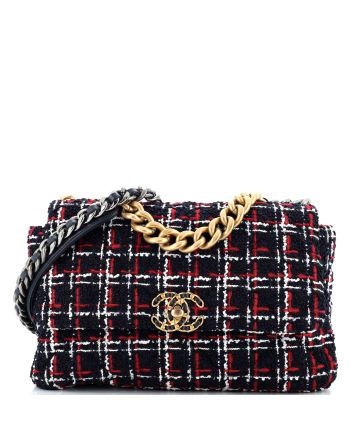 19 Flap Bag Quilted Tweed Large