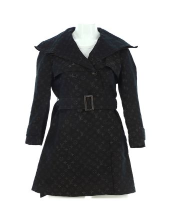 Women's Double Breasted Trench Coat Monogram Polyester