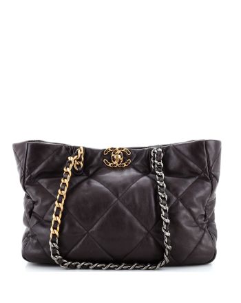 19 Shopping Bag Quilted Leather East West