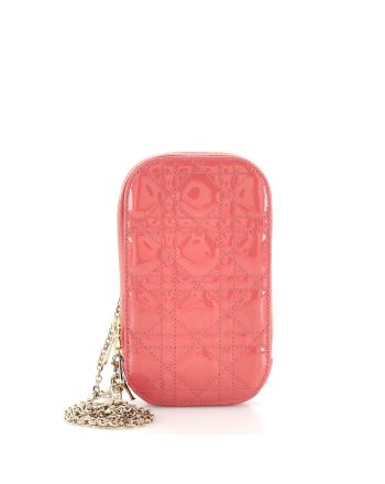 Lady Dior Phone Holder on Chain Cannage Quilt Patent