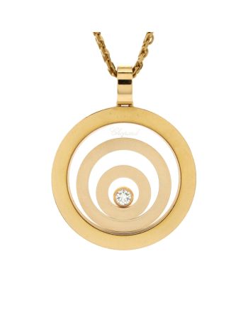 Happy Spirit Triple Circle Pendant Necklace 18K Yellow Gold with Diamond