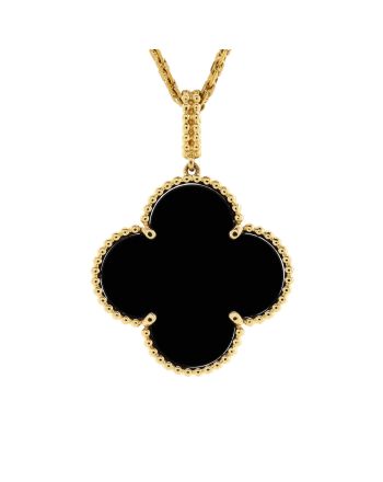 Magic Alhambra Pendant Necklace 18K Yellow Gold and Onyx