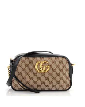 GG Marmont Shoulder Bag Diagonal Quilted GG Canvas Small