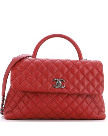 Coco Top Handle Bag Quilted Caviar Medium