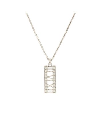 Atlas Open Bar Pendant Necklace 18K White Gold with Diamonds