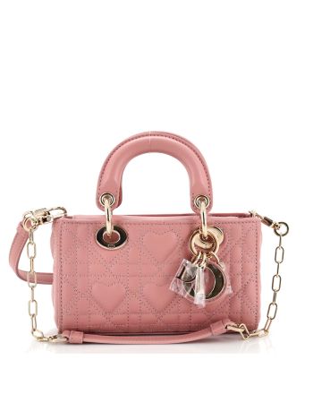 Lady D-Joy Bag Heart Cannage Quilt Leather Micro