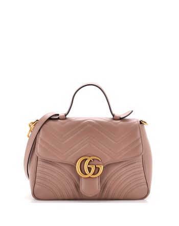 GG Marmont Top Handle Flap Bag Matelasse Leather Small