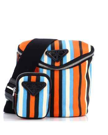 Zipped Triangle Crossbody Bag Printed Canvas