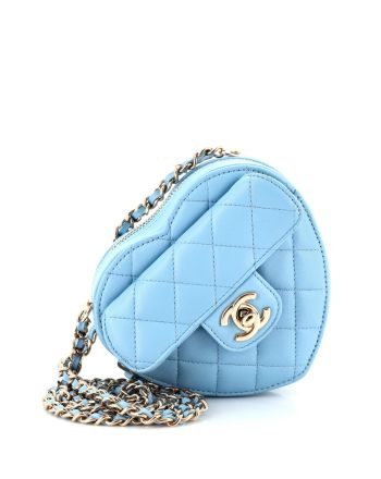 CC in Love Heart Clutch with Chain Quilted Lambskin