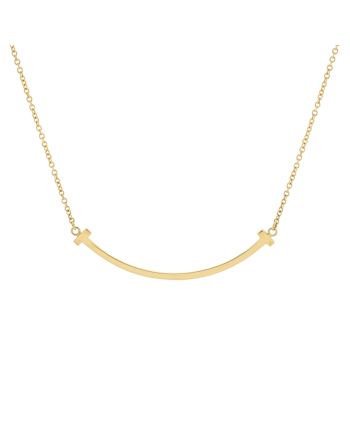 T Smile Pendant Necklace 18K Yellow Gold Small