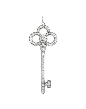 Crown Key Pendant Pendant & Charms Platinum and Diamonds Large