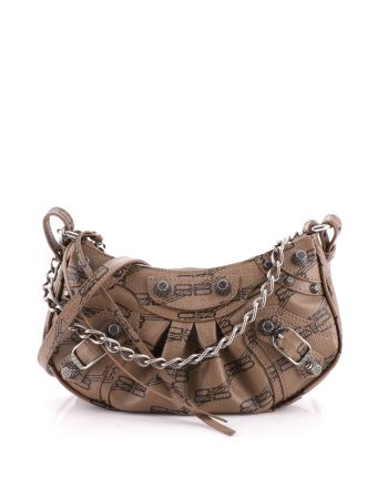 Le Cagole Giant Studs Shoulder Bag BB Monogram Coated Canvas Mini