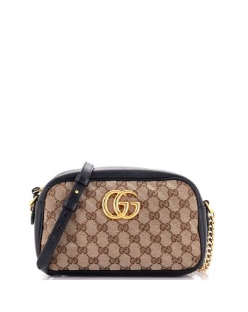 GG Marmont Shoulder Bag Diagonal Quilted GG Canvas Small