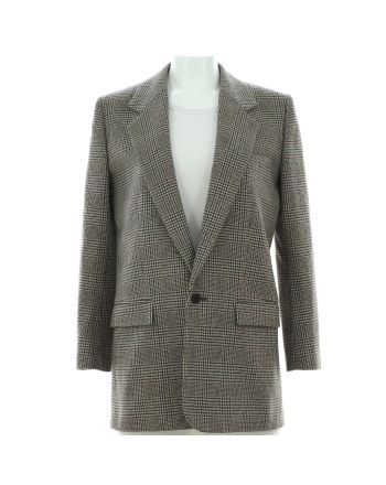 Women's Houndstooth Single Button Blazer Wool Blend