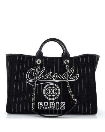 Deauville Tote Pinstripe Cotton Large