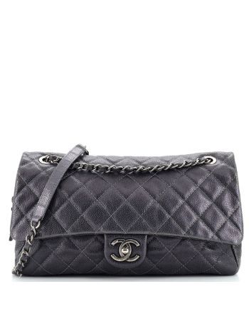 Easy Flap Bag Quilted Caviar Large