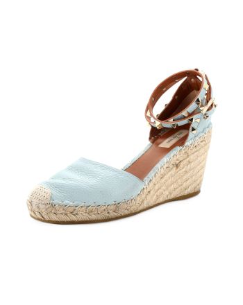 Women's Rockstud Wedge Espadrilles Leather