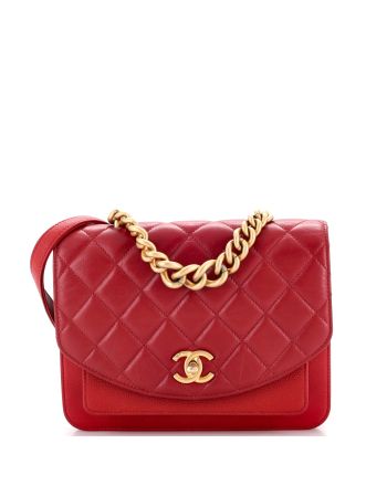 Chain Handle Flap Bag Quilted Calfskin with Caviar Small