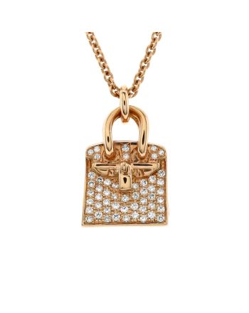 Birkin Amulette Pendant Necklace 18K Rose Gold and Diamonds