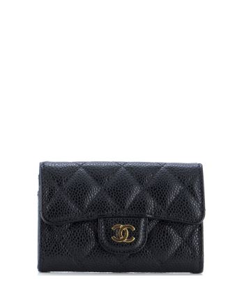 Classic Flap Card Case Quilted Caviar