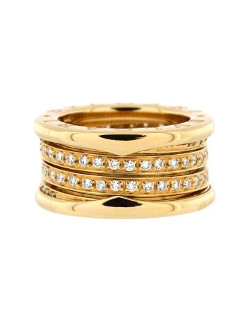 B.Zero1 Four Band Ring 18K Yellow Gold and Pave Diamonds