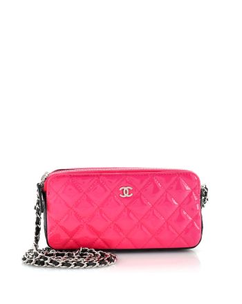 Double Zip Clutch with Chain Quilted Patent