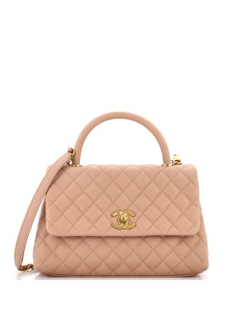 Coco Top Handle Bag Quilted Caviar Small