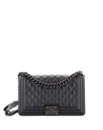 So Black Boy Flap Bag Quilted Caviar Old Medium