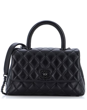 So Black Coco Top Handle Bag Quilted Glazed Caviar Mini