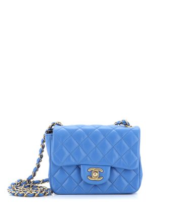 Square Classic Single Flap Bag Quilted Lambskin Mini