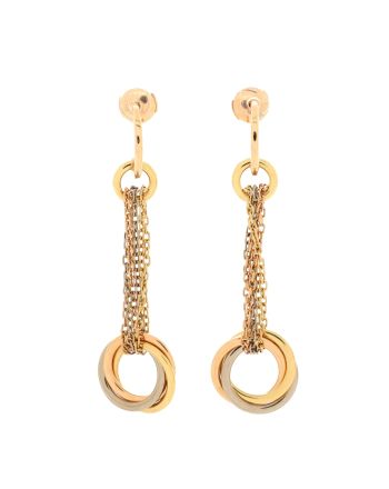 Trinity Drop Earrings 18K Tricolor Gold