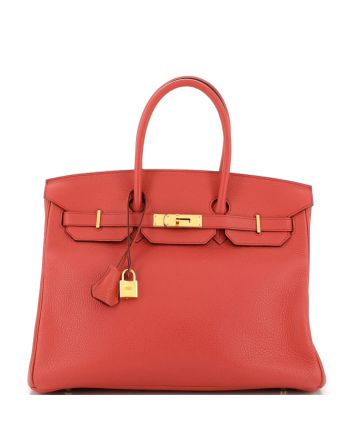 Birkin Handbag Red Clemence with Gold Hardware 35