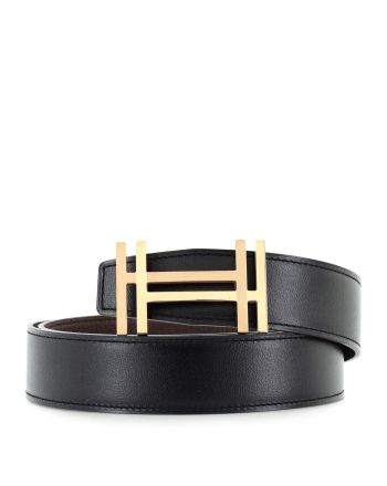 H Au Carre Reversible Belt Leather Wide 90