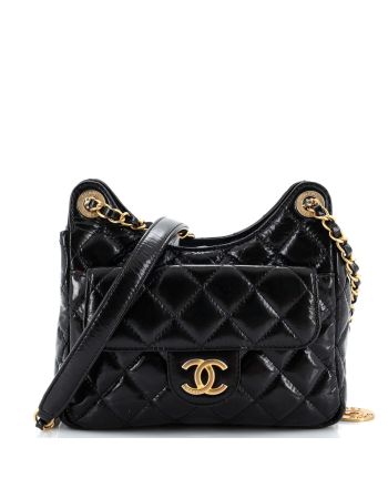 Wavy CC Hobo Quilted Crumpled Calfskin Small