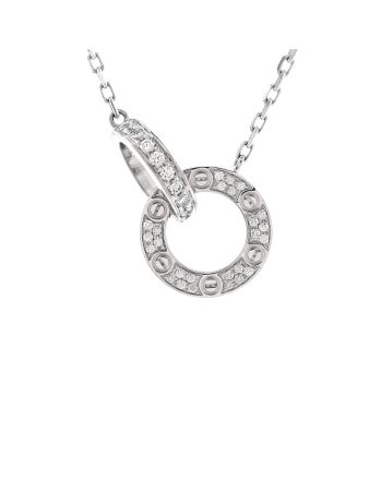 Love Interlocking Pave Necklace 18K White Gold and Diamonds