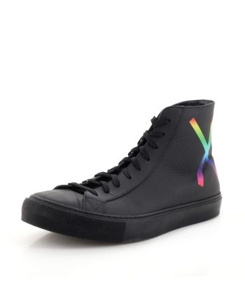 Men's Tattoo High-Top Sneakers Rainbow Taiga Leather