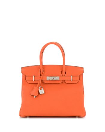 Birkin Handbag Feu Togo with Palladium Hardware 30