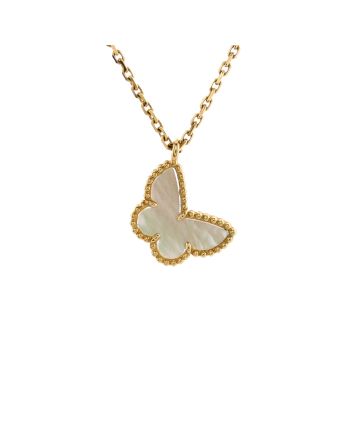 Sweet Alhambra Butterfly Pendant Necklace 18K Yellow Gold and Mother of Pearl