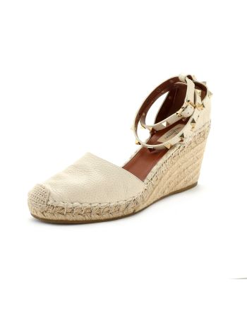 Women's Rockstud Wedge Espadrilles Leather