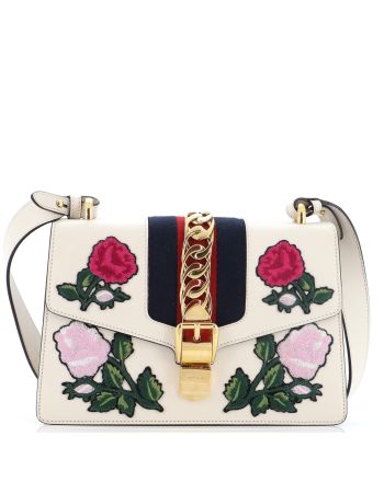 Sylvie Shoulder Bag Embroidered Leather Small