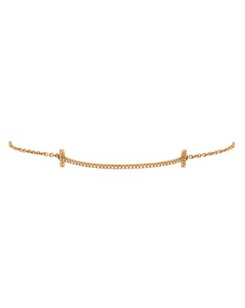 T Smile Chain Bracelet 18K Rose Gold with Diamonds Medium