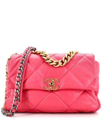 19 Flap Bag Quilted Leather Large